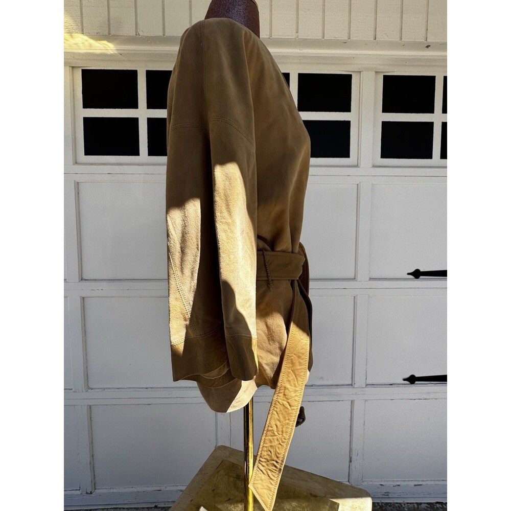 Gap Limited Edition Belted Suede Topper Jacket, khaki SIZE L Kimono Leather Boho - Picture 10 of 13